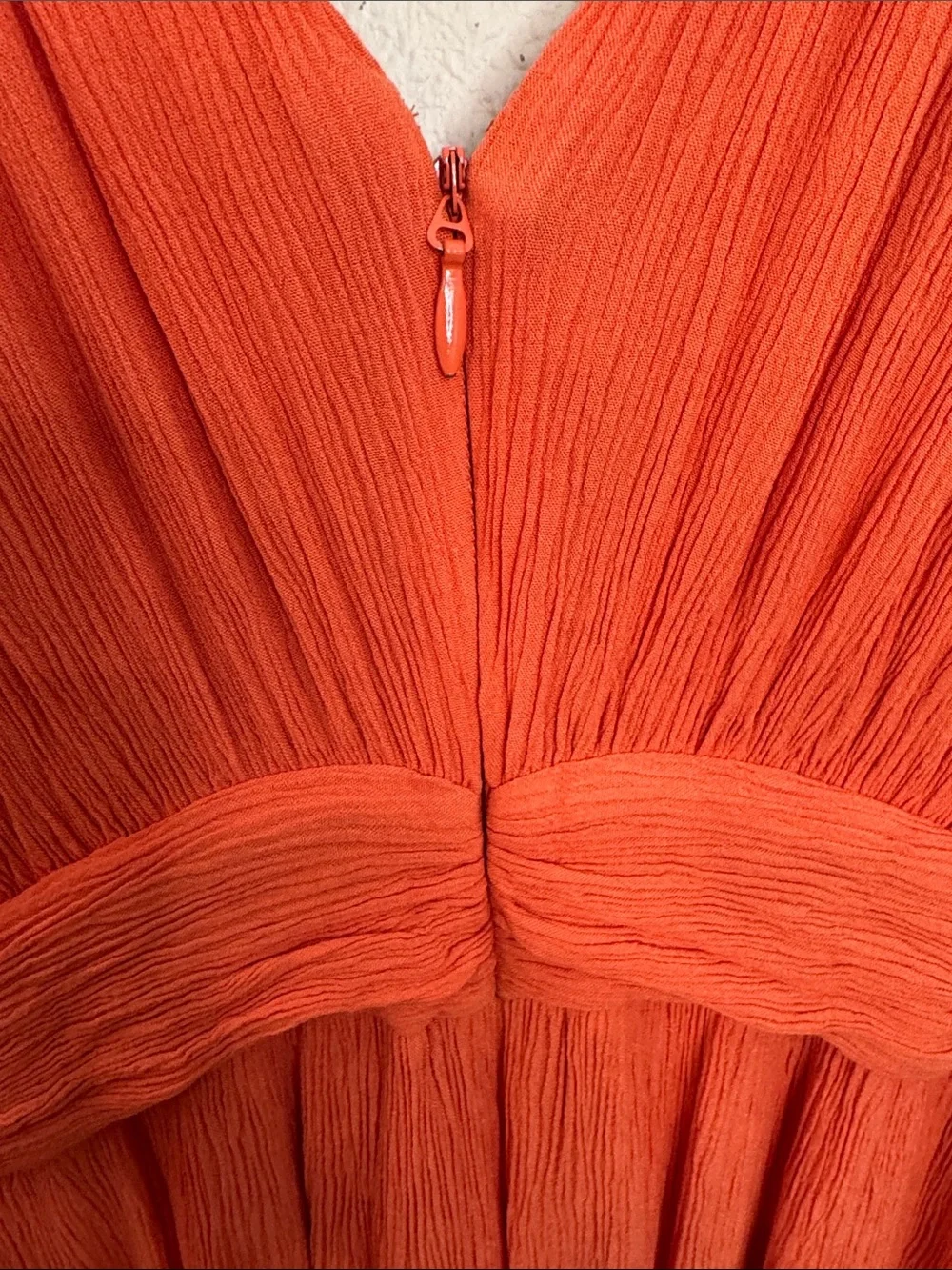 New York & Company Sleeveless V-Neck Maxi Dress in Coral Orange
